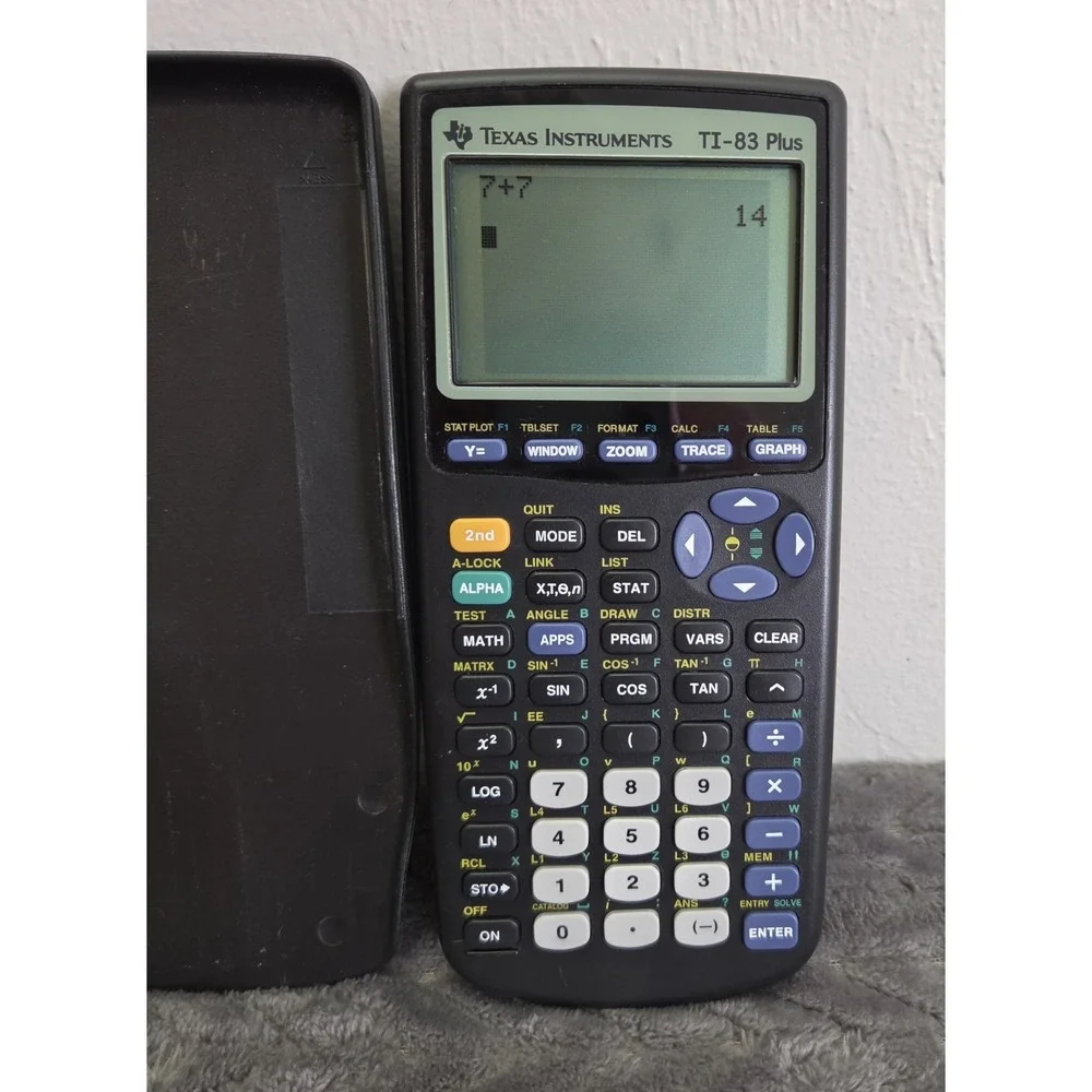Texas Instruments T1-83 Plus Graphing Calculator Cover Tested Working Black